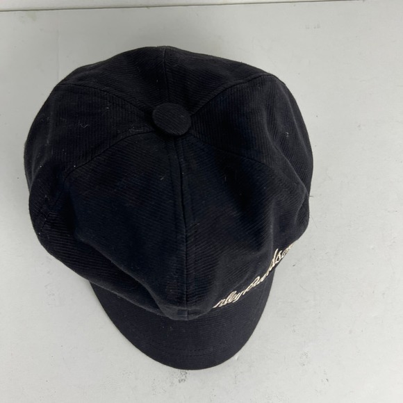 Harley Davidson Black Newsboy Cadet Biker Hat Cap Embroidered Spell Out Womens - Picture 8 of 8